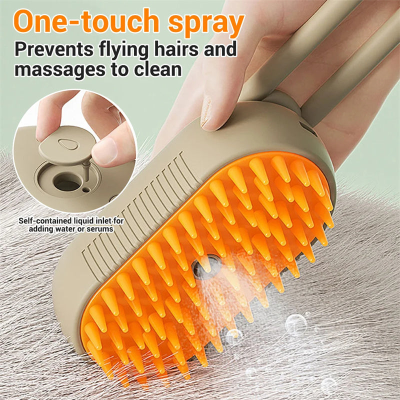 3‑in‑1 Electric Steam Pet Grooming Brush