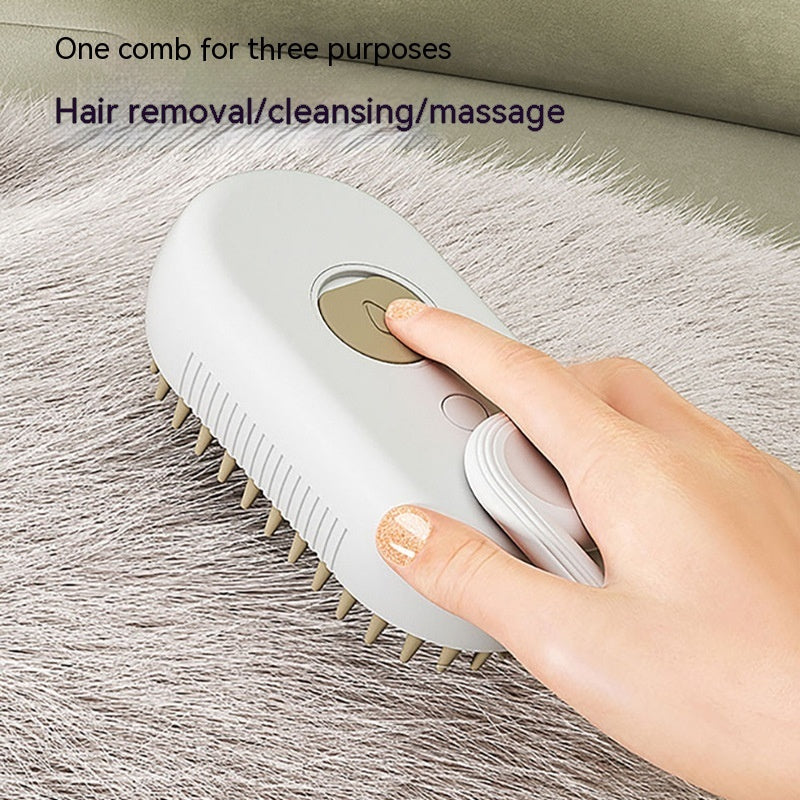 3‑in‑1 Electric Steam Pet Grooming Brush